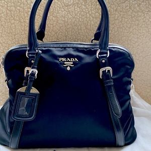 Prada Black Tessuto Nylon Saffiano leather bag